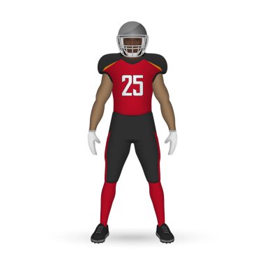 3D realistic American football player clipart