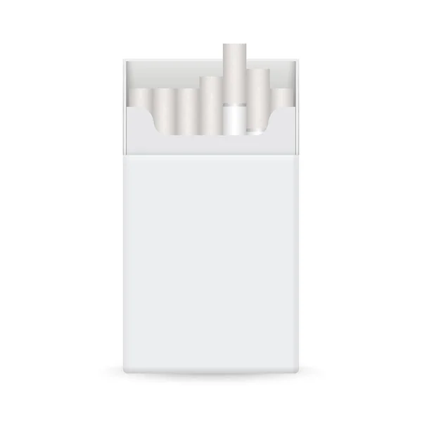 Plantilla realista de paquete de cigarrillos en blanco . — Vector de stock