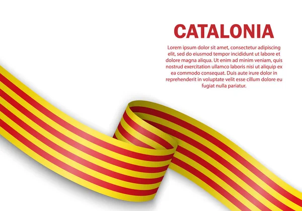 Agitant le drapeau de Catalogne sur fond blanc — Image vectorielle