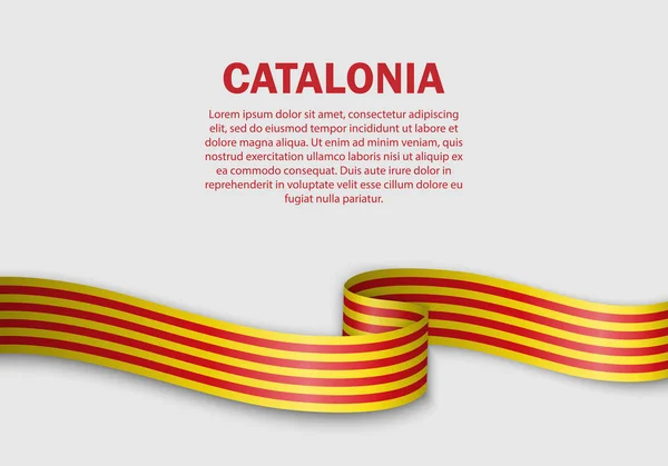 Acenando bandeira da Catalunha no fundo branco — Vetor de Stock