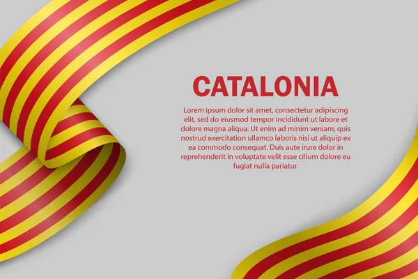 Ondeando la bandera de Cataluña sobre fondo blanco — Archivo Imágenes Vectoriales