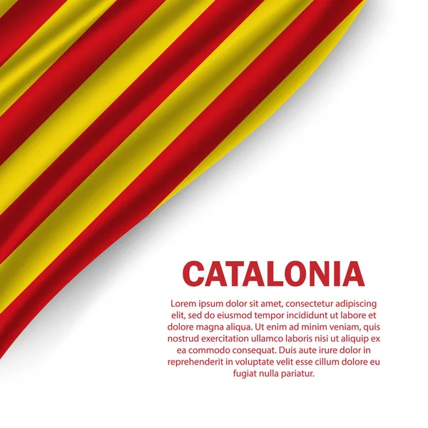 Acenando bandeira da Catalunha no fundo branco . —  Vetores de Stock