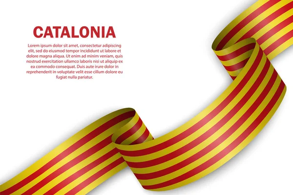 Acenando bandeira da Catalunha no fundo branco —  Vetores de Stock