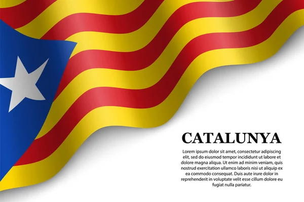 Ondeando la bandera del independentista catalán - Estelada — Vector de stock