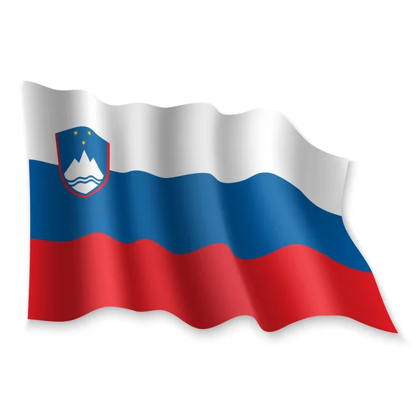 3d zwaaiende vlag. Vectorillustratie — Stockvector