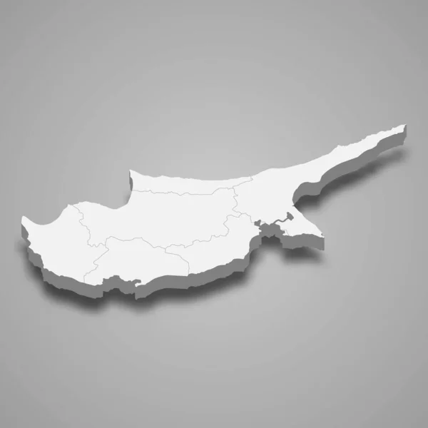 Mapa Chipre Con Fronteras Regiones — Vector de stock