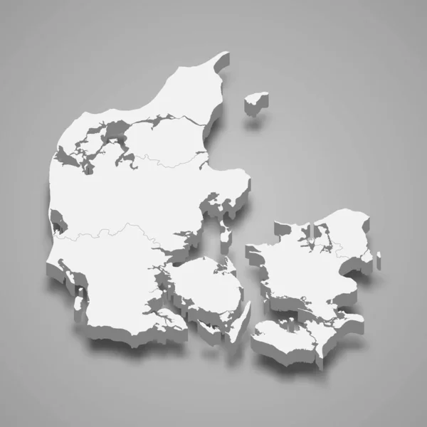 Χάρτης Της Δανίας Σύνορα Των Περιφερειών — Διανυσματικό Αρχείο