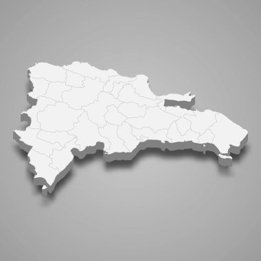 Bölge sınırlarıyla Dominik Cumhuriyeti 'nin 3d haritası