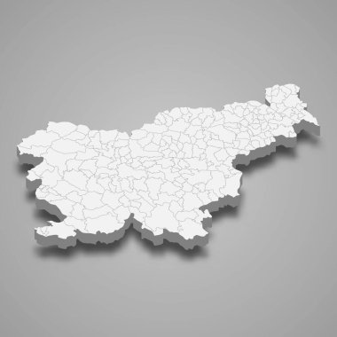 Bölgeler sınırlarıyla Slovenya 'nın 3d haritası