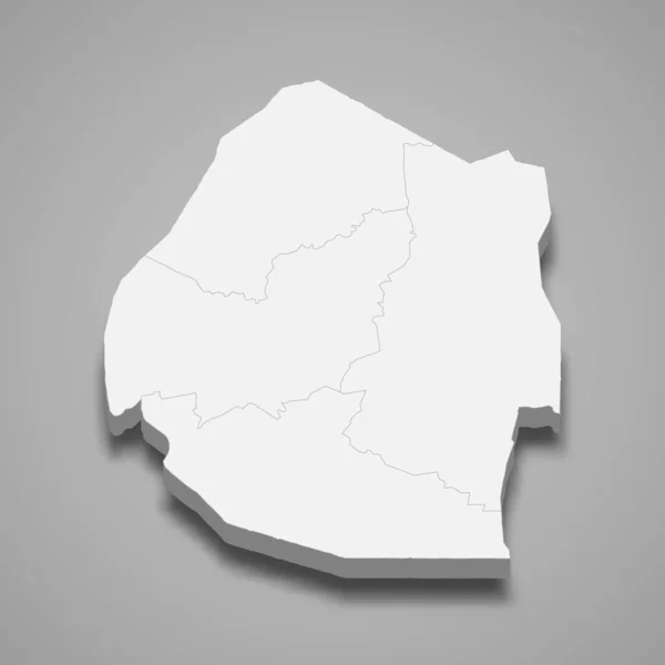 Carte Eswatini Avec Les Frontières Des Régions — Image vectorielle