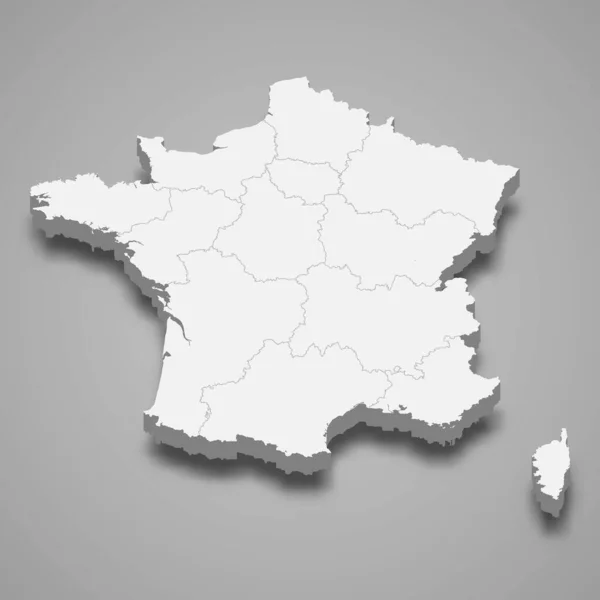 Karte Von Frankreich Mit Grenzen Der Regionen — Stockvektor