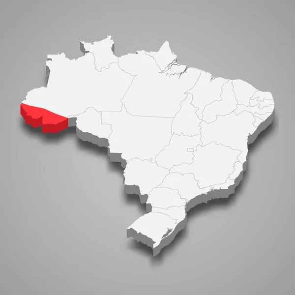 Acre Tillstånd Läge Inom Brasilien Karta — Stock vektor