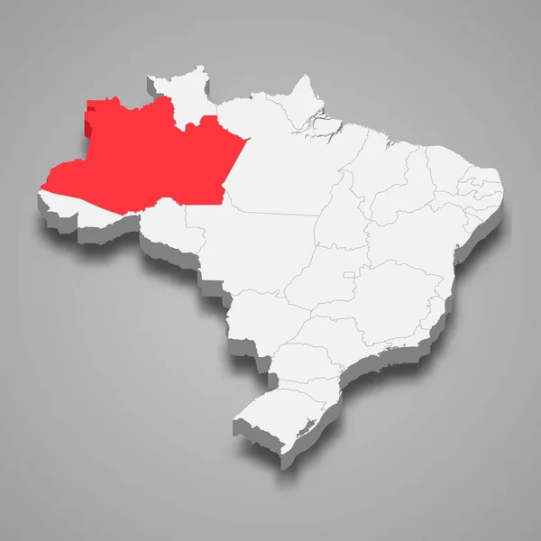 Amazonas Localização Estado Dentro Brasil Mapa — Vetor de Stock