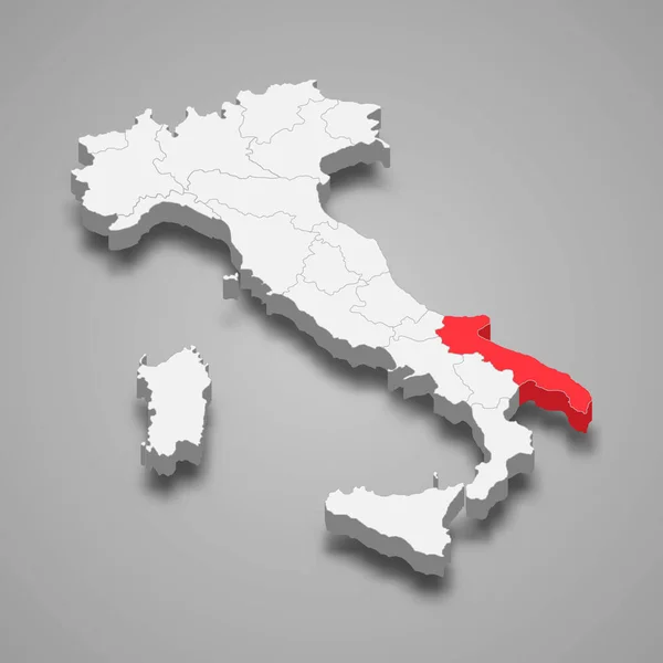 Posizione Regione Puglia All Interno Italia Mappa — Vettoriale Stock