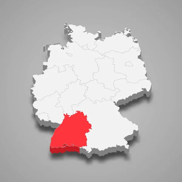 Posizione Dello Stato Baden Wuerttemberg All Interno Della Germania Mappa — Vettoriale Stock