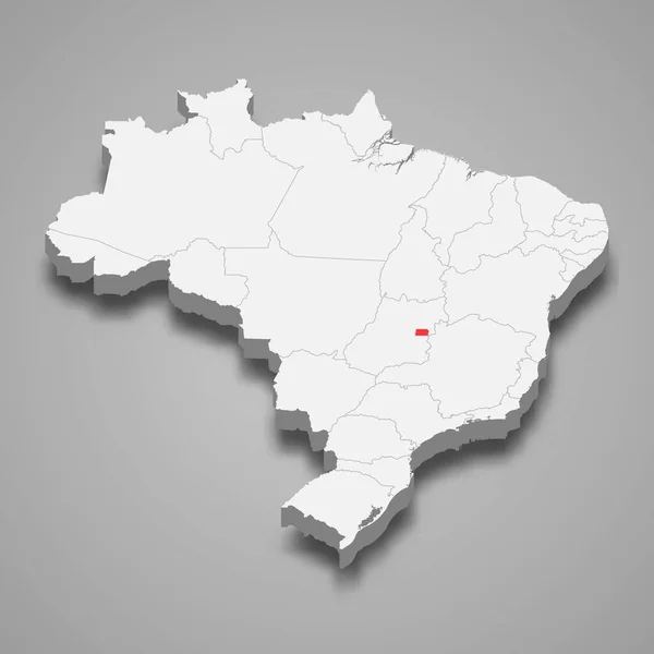 Distrito Federal Localização Dentro Brasil Mapa — Vetor de Stock