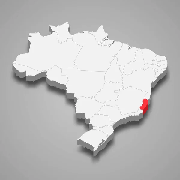 ブラジル3D地図内のエスピリト サント州の位置 — ストックベクタ