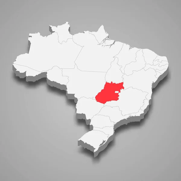 ブラジル3次元地図内のガイアス州の位置 — ストックベクタ