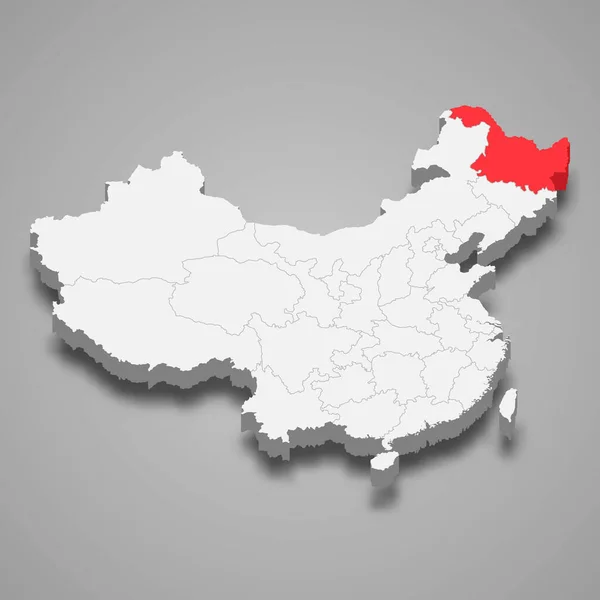 Расположение Провинции Хэйлунцзян Карте Китая — стоковый вектор