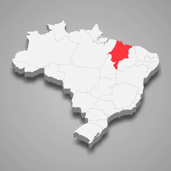 Tasarım için Brezilya 3d harita şablonu içindeki durum konumu — Stok Vektör