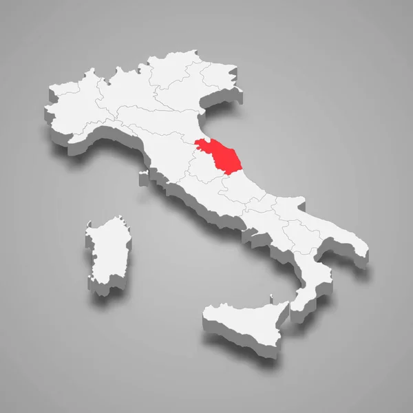 Posizione regione all'interno Italia Mappa 3d Template per il tuo design — Vettoriale Stock