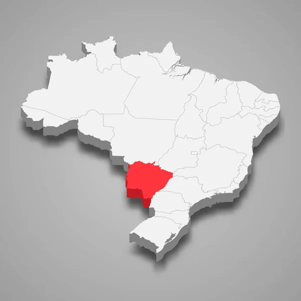 Posizione di stato all'interno di Brasile 3d mappa Modello per il vostro disegno — Vettoriale Stock