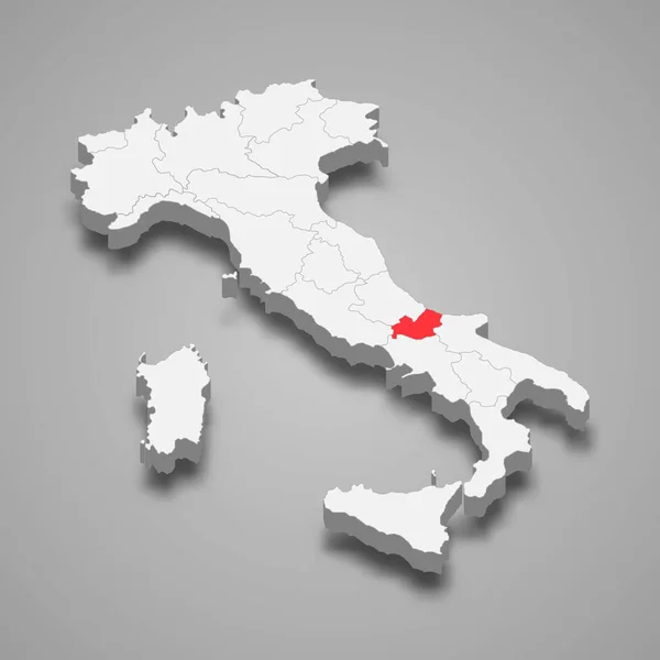 Región ubicación dentro de Italia 3d mapa Plantilla para su diseño — Vector de stock