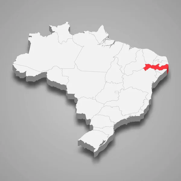 Emplacement de l'État au Brésil Modèle de carte 3d pour votre conception — Image vectorielle