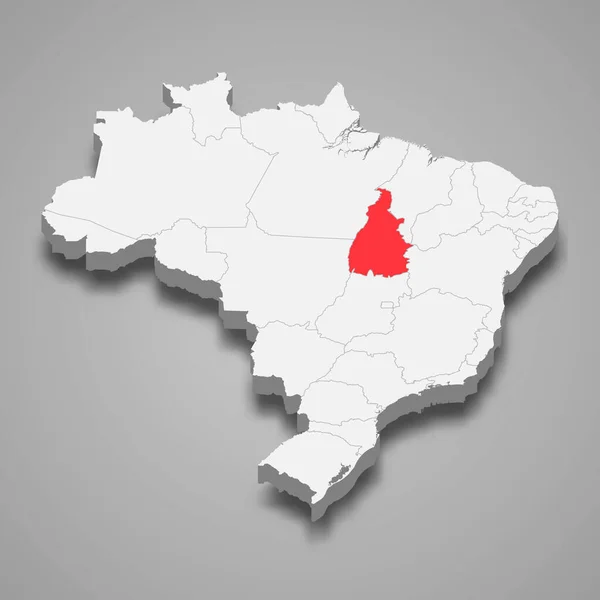 Estado ubicación dentro de Brasil 3d mapa Plantilla para su diseño — Vector de stock