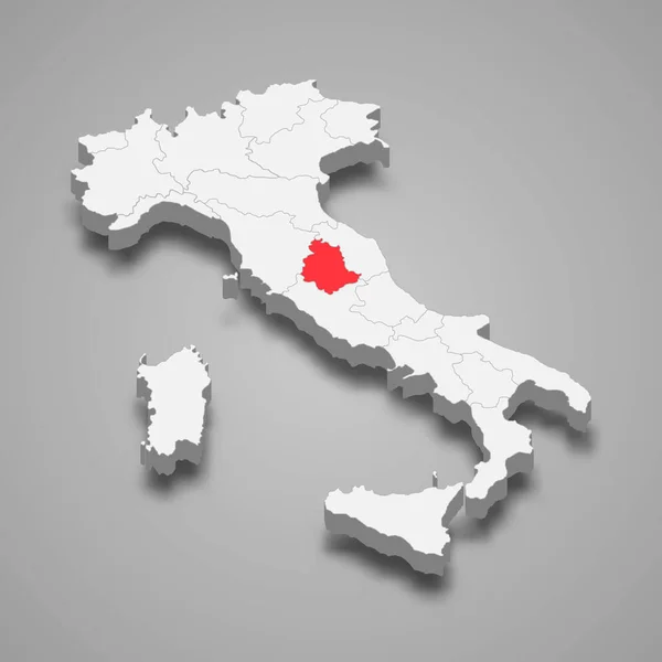 Posizione regione all'interno Italia Mappa 3d Template per il tuo design — Vettoriale Stock
