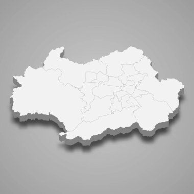Gwangju şehrinin 3D haritası Güney Kore 'nin bir bölgesidir.