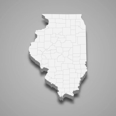 3D Illinois haritası Amerika Birleşik Devletleri 'nde bulunan bir eyalettir.