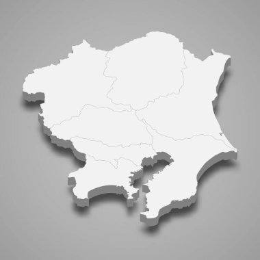 3D Kanto haritası Japonya 'nın bir bölgesidir.