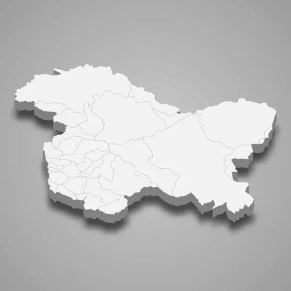 Mapa Jammu Caxemira Estado Índia —  Vetores de Stock