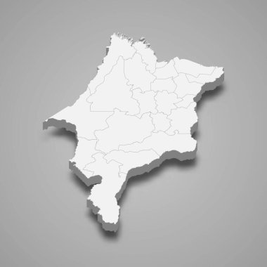3 boyutlu Maranhao haritası Brezilya 'nın bir eyaletidir.