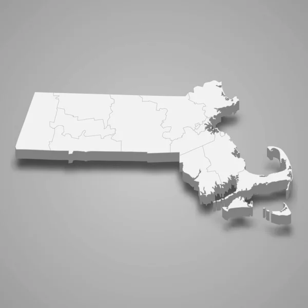 Térkép Massachusetts Egy Állam Egyesült Államok — Stock Vector