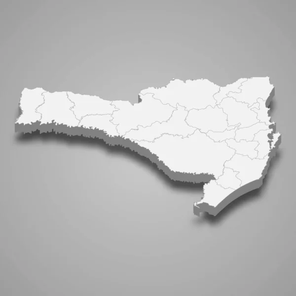 Kaart Van Santa Catarina Een Staat Van Brazilië — Stockvector