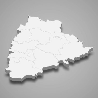 Telangana 3D haritası Hindistan 'ın bir eyaletidir.