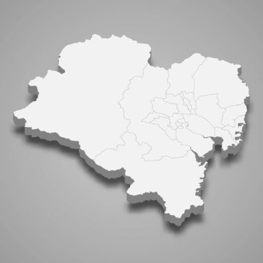 Ulsan metropolitan şehrinin 3D haritası Güney Kore 'nin bir bölgesidir.