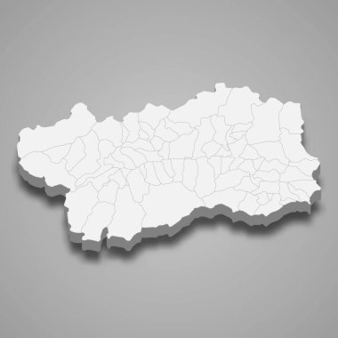 Aosta Vadisi 'nin 3d haritası İtalya' nın bir bölgesidir.