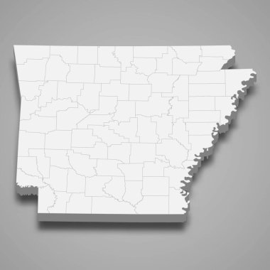 3D Arkansas haritası ABD 'nin bir eyaletidir.