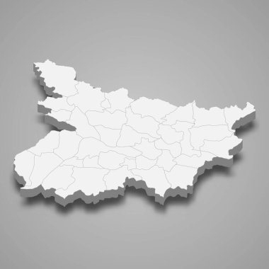 3 boyutlu Bihar haritası Hindistan 'ın bir eyaletidir.