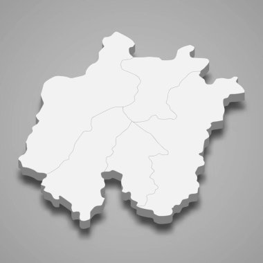 Daejeon metropolitan şehrinin 3d haritası Güney Kore 'nin bir bölgesidir.