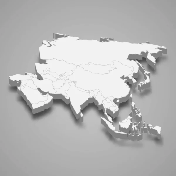 Mapa Asia Con Fronteras — Vector de stock