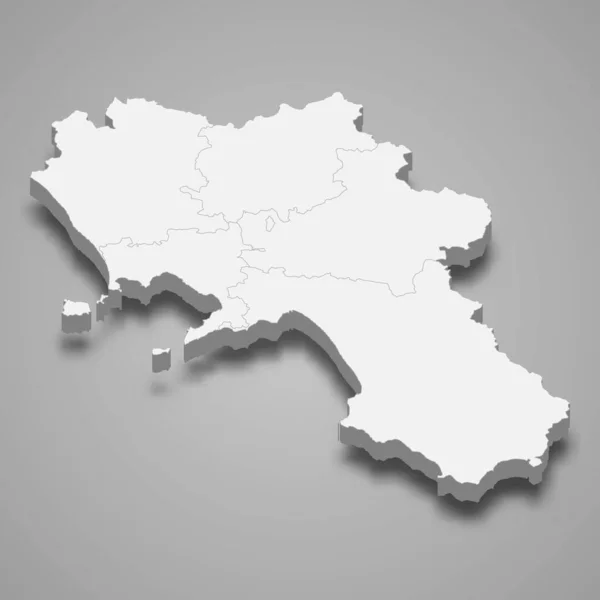 坎帕尼亚的3D地图是意大利的一个地区 — 图库矢量图片