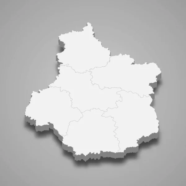 センター ヴァル ロワールの3D地図はフランスの地域です — ストックベクタ