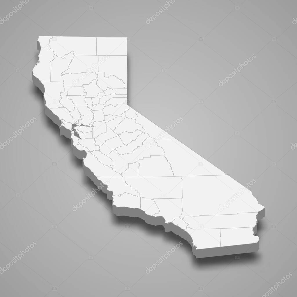 3d map of California is a state of United States