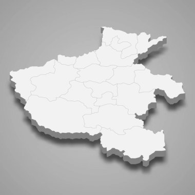 Henan 3d haritası Çin 'in bir vilayeti.