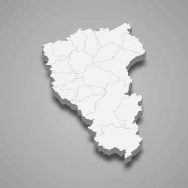 Kemerovo Oblastının 3d haritası Rusya 'nın bir bölgesidir.