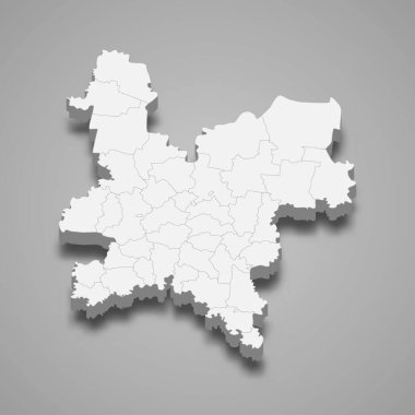 3 boyutlu Kirov Oblastı haritası Rusya 'nın bir bölgesidir.